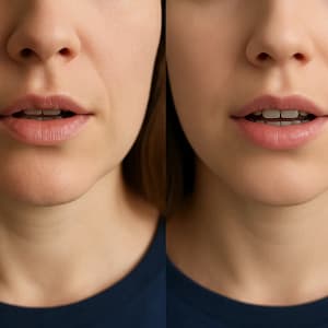Deepfake oder echt? Wie ich mit Lippenlesen KI-generierte Videos entlarve 1 Zwei Frauen im Vergleich nebeneinander. Links ein echtes Mundbild mit natürlicher Sprechbewegung, rechts ein künstlich wirkendes KI-Gesicht mit glatter Haut. Darstellung für die visuelle Echtheitsprüfung durch Lippenlesen.