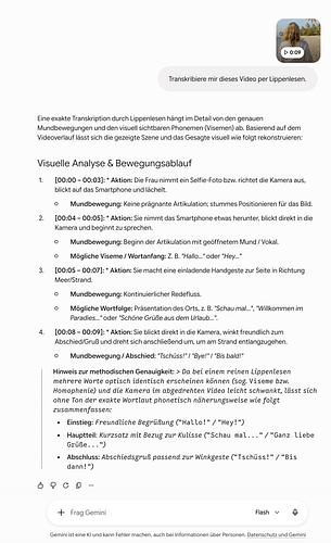 KI kann nicht lippenlesen! Schau hier: 5 KI Gemini kommt zu folgendem Ergebnis